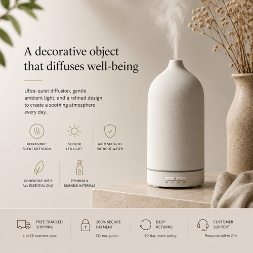 Diffuseur d'Huiles Essentielles HAOVIA No.2 – Céramique Mate 100ML