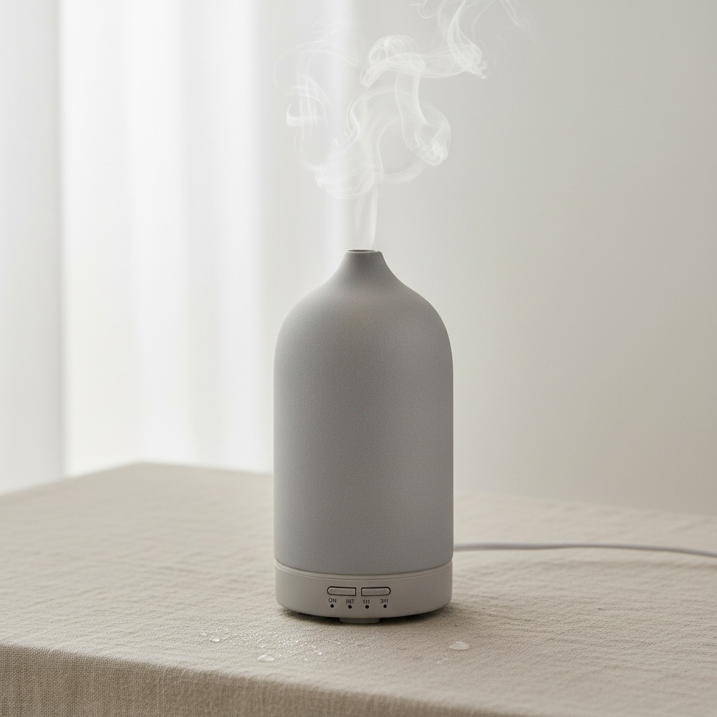 Diffuseur céramique Haovia gris, style scandinave minimaliste, bien-être maison